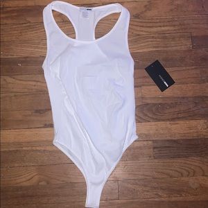 white ribbed body suit